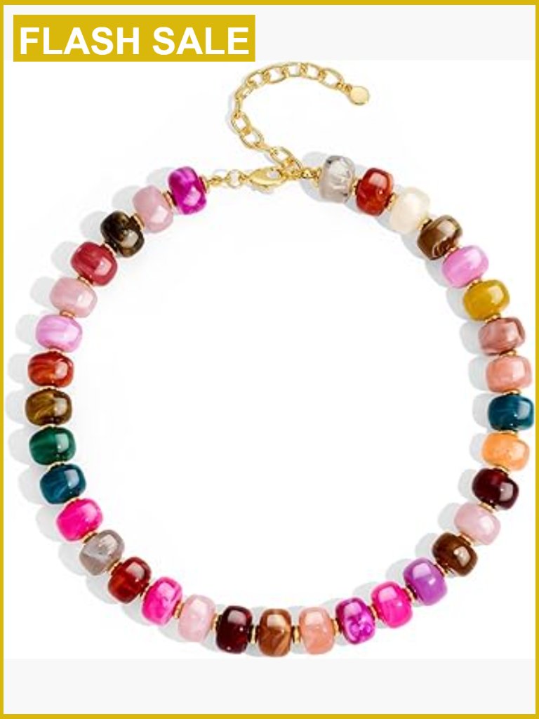 Chunky Beaded Necklace Statement Boho Resin Choker Jewelry Gift